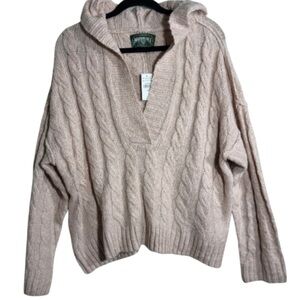 American Eagle Outfitters V-Neck Cable Knit Sweater - Beige